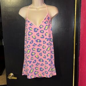 NWT. Bibi sleep tank loungewear pink,purple, and yellow leopard print. Sz XL